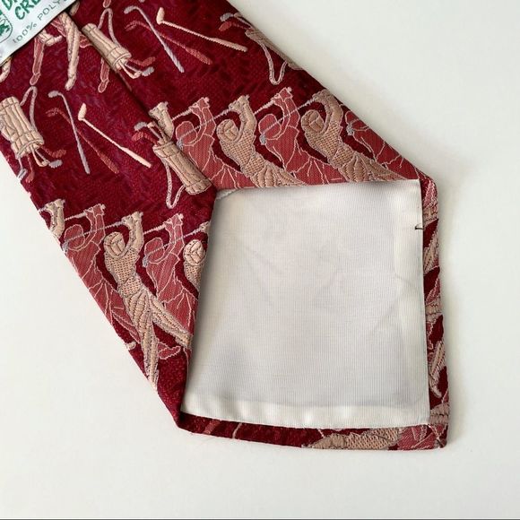 VINTAGE 70s Wide Golf Theme Neck Tie, Distinctive Creations, embossed st… - Picture 3 of 3